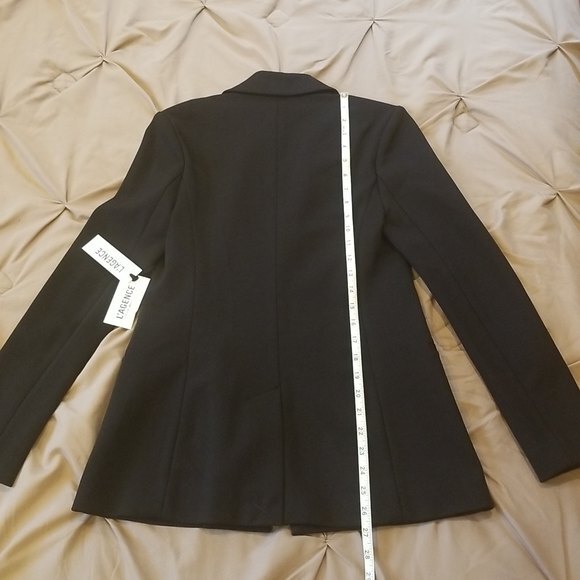 L'AGENCE Solid One Button Notch Lapel Ponte Blazer, Black, size 2 - Picture 16 of 16